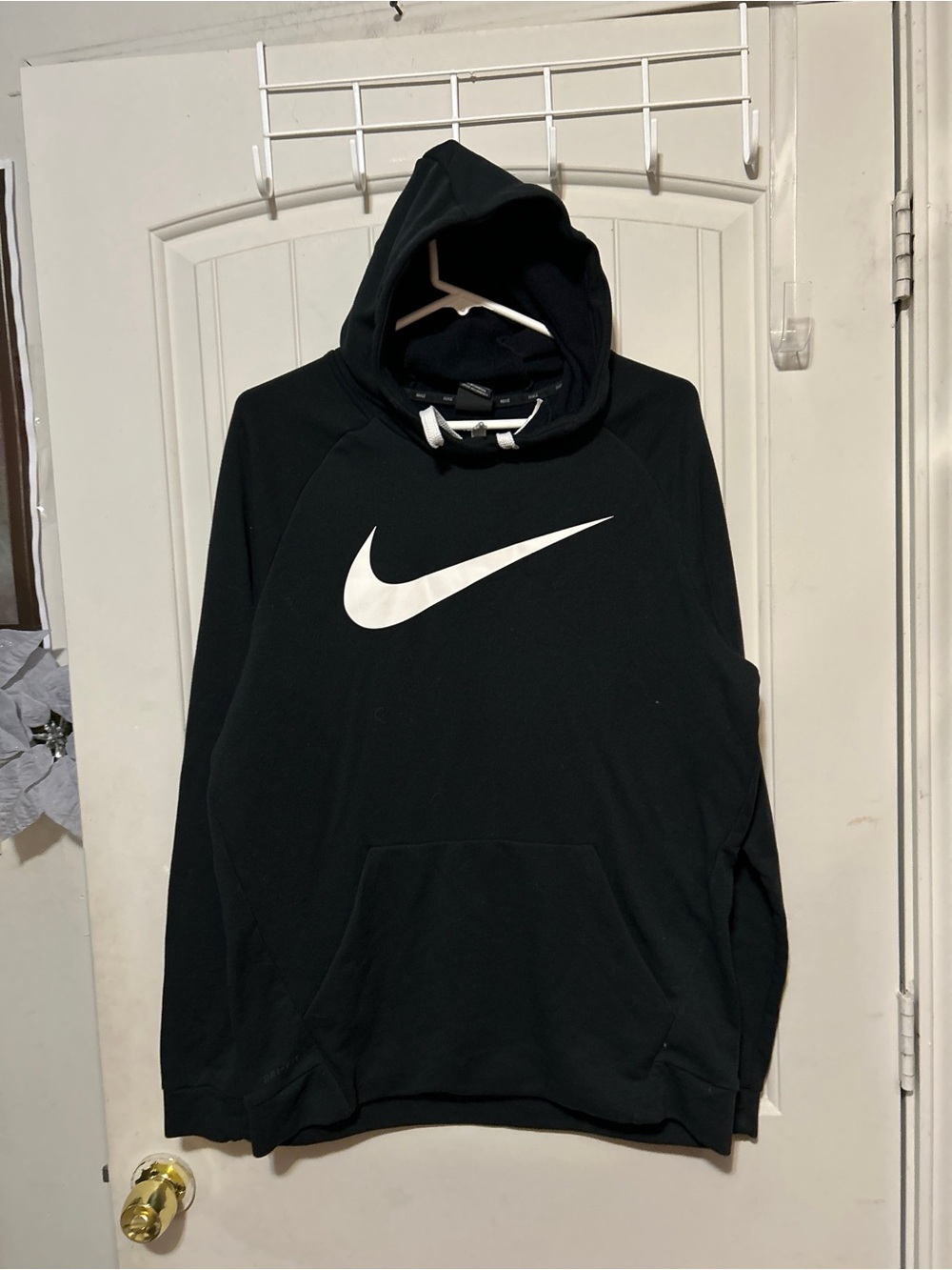 Nike Men’s Black Hoodie with White Swoosh Logo